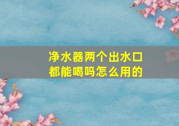 净水器两个出水口都能喝吗怎么用的