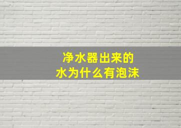 净水器出来的水为什么有泡沫