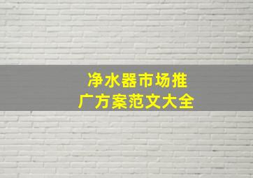 净水器市场推广方案范文大全