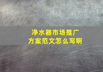 净水器市场推广方案范文怎么写啊