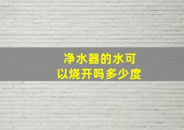 净水器的水可以烧开吗多少度