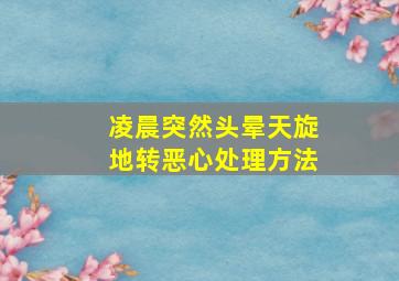 凌晨突然头晕天旋地转恶心处理方法