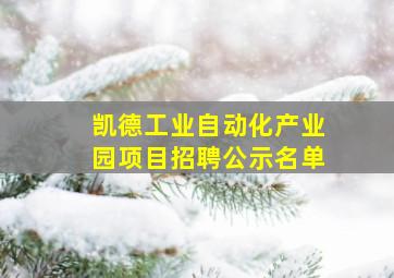 凯德工业自动化产业园项目招聘公示名单