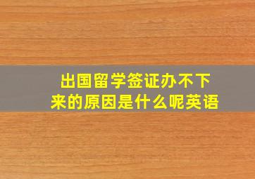 出国留学签证办不下来的原因是什么呢英语