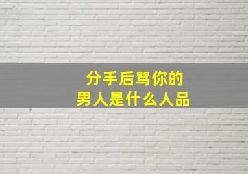 分手后骂你的男人是什么人品