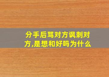 分手后骂对方讽刺对方,是想和好吗为什么