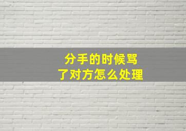 分手的时候骂了对方怎么处理