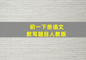 初一下册语文默写题目人教版