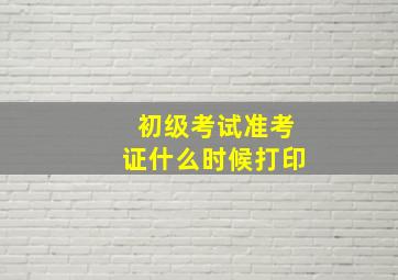 初级考试准考证什么时候打印