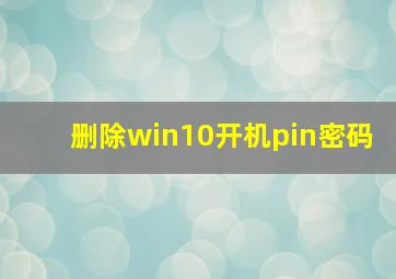 删除win10开机pin密码