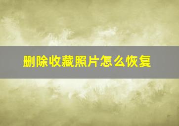 删除收藏照片怎么恢复