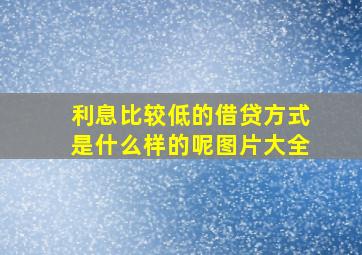 利息比较低的借贷方式是什么样的呢图片大全