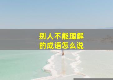 别人不能理解的成语怎么说