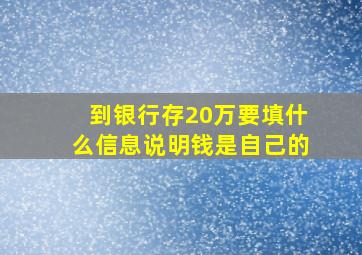 到银行存20万要填什么信息说明钱是自己的