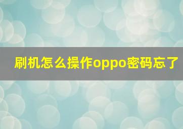 刷机怎么操作oppo密码忘了