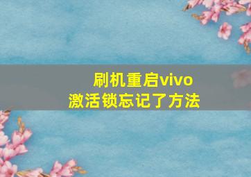 刷机重启vivo激活锁忘记了方法