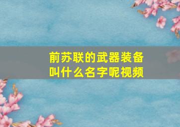 前苏联的武器装备叫什么名字呢视频