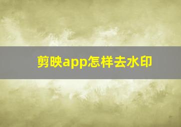 剪映app怎样去水印