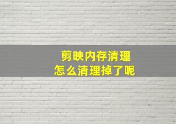 剪映内存清理怎么清理掉了呢