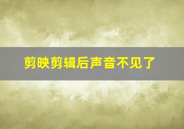 剪映剪辑后声音不见了