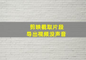 剪映截取片段导出视频没声音