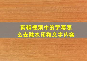 剪辑视频中的字幕怎么去除水印和文字内容