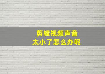 剪辑视频声音太小了怎么办呢