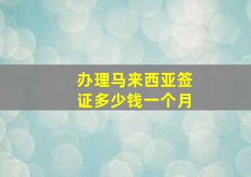 办理马来西亚签证多少钱一个月