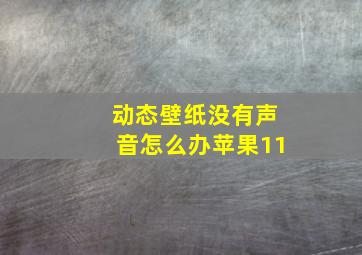 动态壁纸没有声音怎么办苹果11