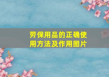 劳保用品的正确使用方法及作用图片