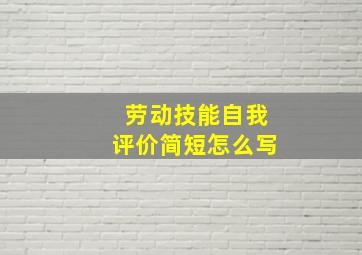 劳动技能自我评价简短怎么写