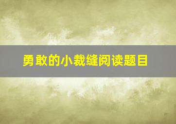 勇敢的小裁缝阅读题目