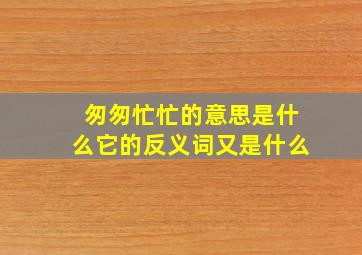 匆匆忙忙的意思是什么它的反义词又是什么