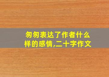 匆匆表达了作者什么样的感情,二十字作文