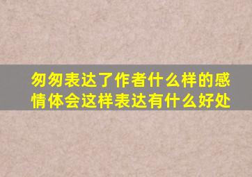 匆匆表达了作者什么样的感情体会这样表达有什么好处