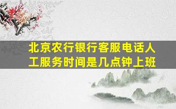 北京农行银行客服电话人工服务时间是几点钟上班