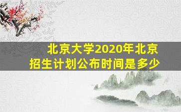 北京大学2020年北京招生计划公布时间是多少