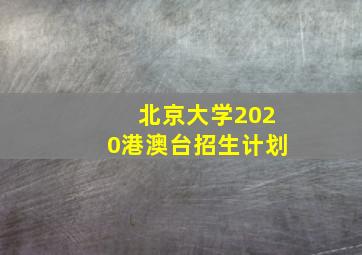 北京大学2020港澳台招生计划