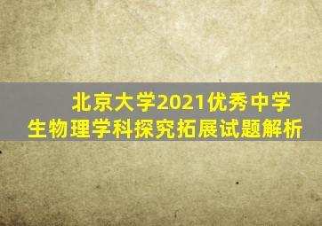 北京大学2021优秀中学生物理学科探究拓展试题解析