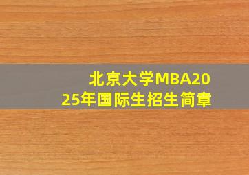 北京大学MBA2025年国际生招生简章