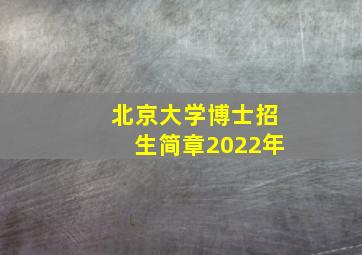 北京大学博士招生简章2022年