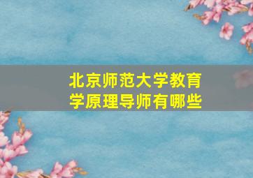 北京师范大学教育学原理导师有哪些