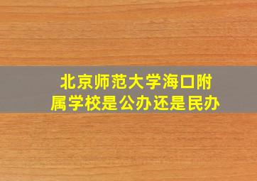 北京师范大学海口附属学校是公办还是民办