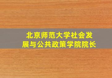 北京师范大学社会发展与公共政策学院院长