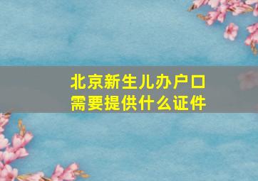 北京新生儿办户口需要提供什么证件