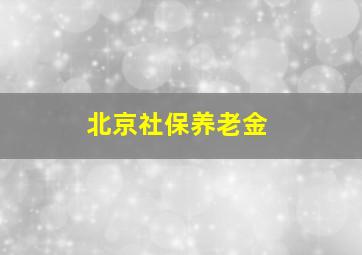 北京社保养老金