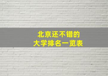 北京还不错的大学排名一览表