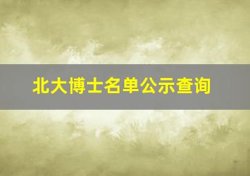 北大博士名单公示查询