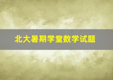 北大暑期学堂数学试题