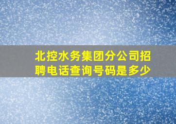 北控水务集团分公司招聘电话查询号码是多少